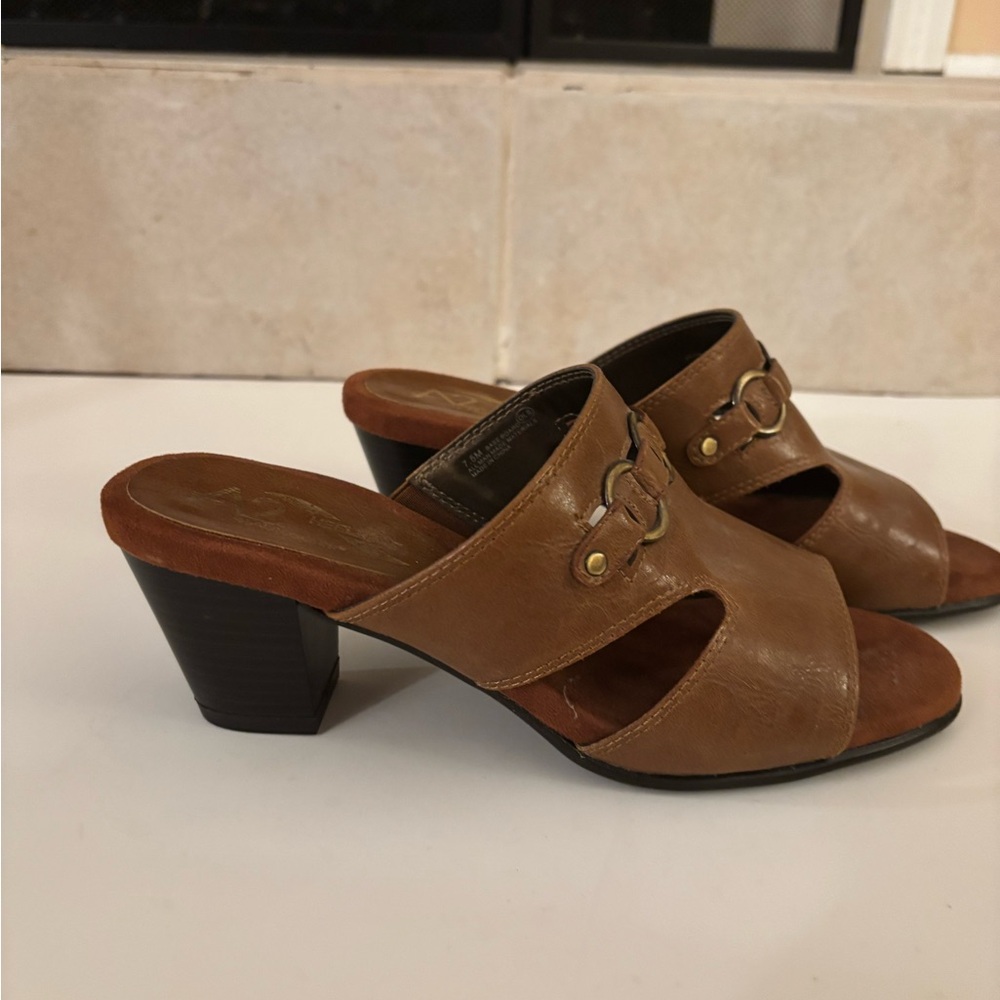 A2 By Aerosoles Brown Heeled Mules